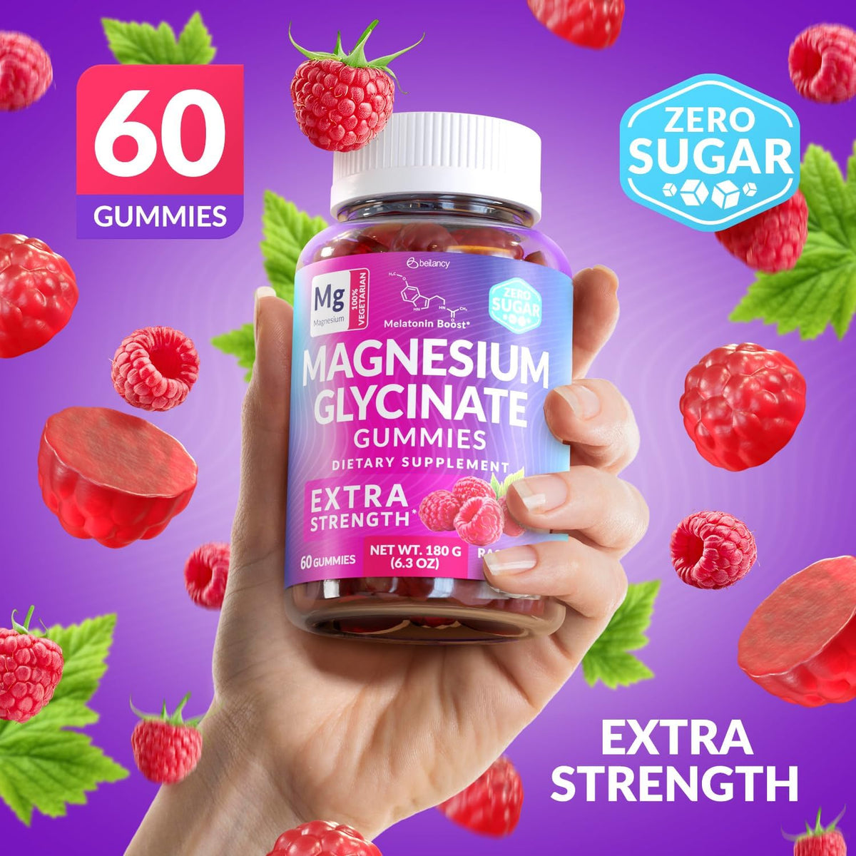 Magnesium Glycinate Gummies 400mg, Muscle Support and Relaxation, Magnesium Supplement for Women, Men and Kids, High Absorption, Sugar Free, - FENGGESTORE20