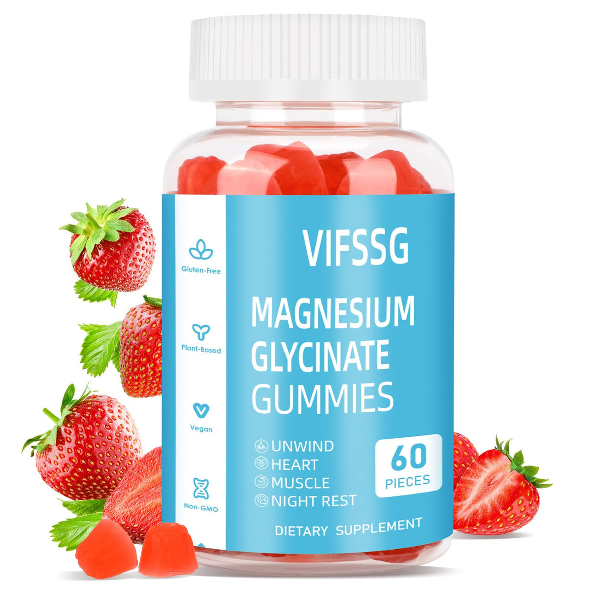 Magnesium Glycinate Gummies 400mg, Sugar Free Gummies with Magnesium L-Threonate 200mg - Magnesium Supplement Chewable Gummies for Women & Men Vegan, Organic Gummies 60 Count - FENGGESTORE20