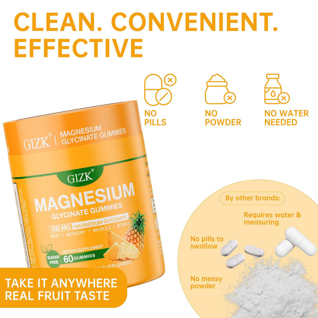 Magnesium Glycinate Gummies 500mg – Sugar Free Magnesium Gummies for Sleep, Stress, Muscle & Nerve Support – for Adults & Kids 4+, Vegan, - FENGGESTORE20