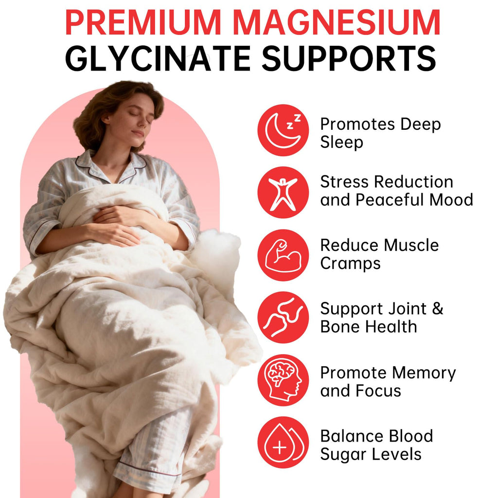 Magnesium Glycinate Gummies 500mg – Sugar Free Magnesium Gummies with L-Theanine - Sleep, Calm, Stress Relief for Adults & Kids 4+ - FENGGESTORE20