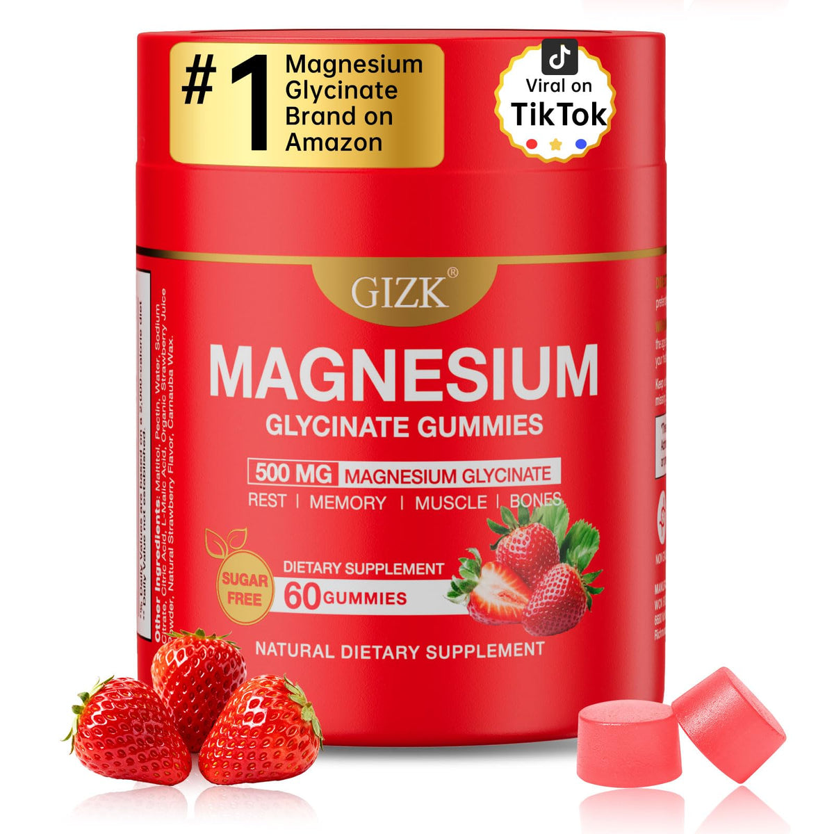 Magnesium Glycinate Gummies 500mg – Sugar Free Magnesium Gummies with L-Theanine - Sleep, Calm, Stress Relief for Adults & Kids 4+ - FENGGESTORE20