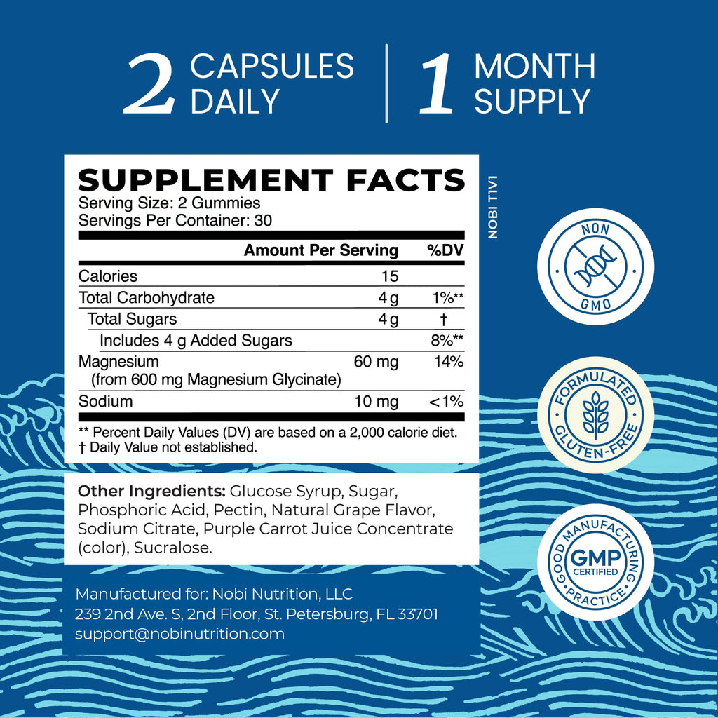 Magnesium Glycinate Gummies 600MG | Sleep, Calm & Relaxation Support | 60MG Elemental Mag Per Serving | Grape Flavor, Gluten-Free | High Absorption Magnesium Gummies for Women, Men & Family | 60 Ct - FENGGESTORE20