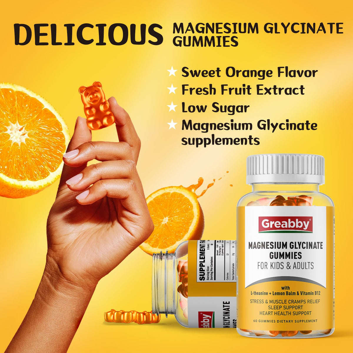 Magnesium Glycinate Gummies for Kids & Adults - Magnesium Glycinate 300mg Chewable Supplement - Promotes Sleep, Muscle, Relaxation (60Count) - FENGGESTORE20
