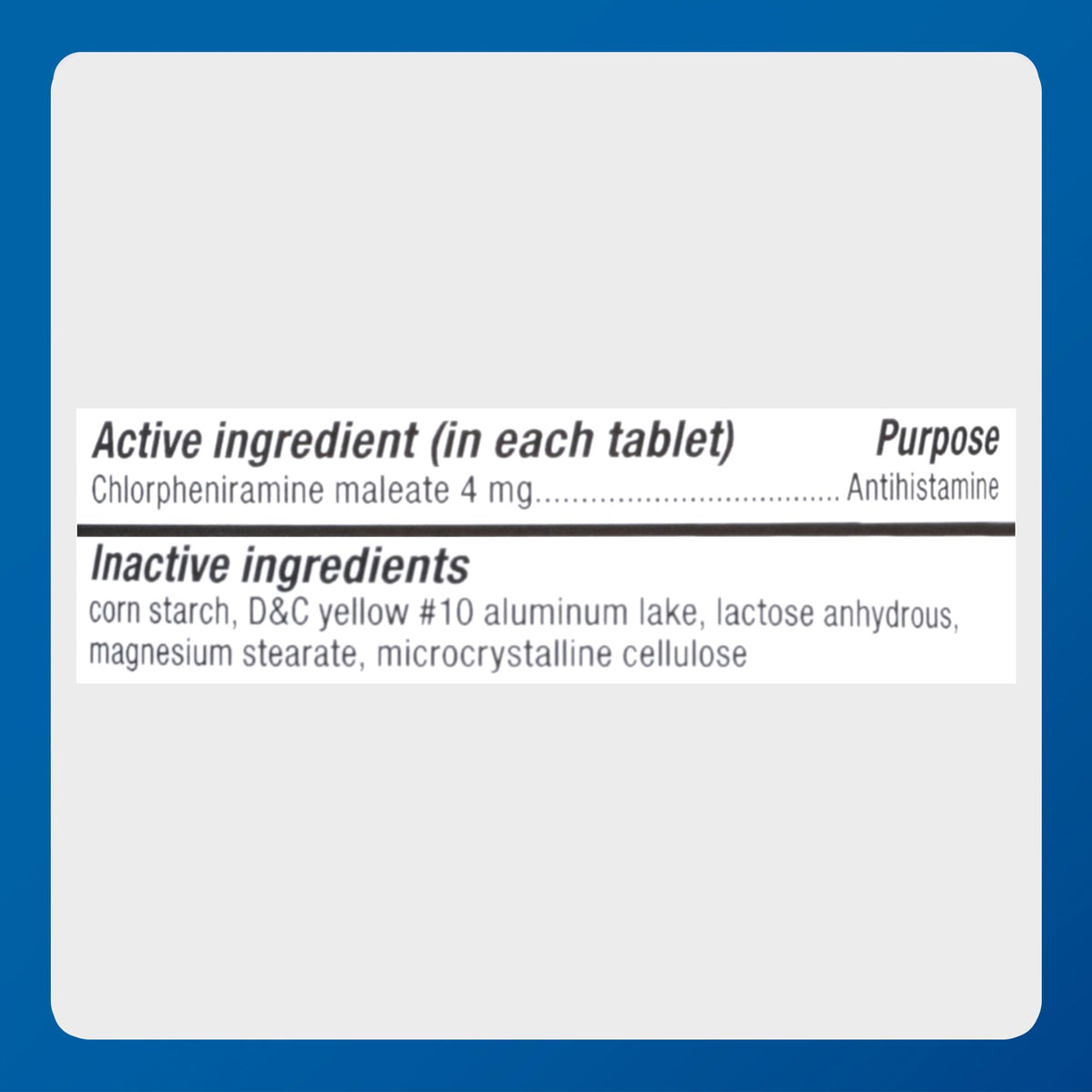 MAJOR 4 Hour Allergy Tablets - Chlorpheniramine Maleate - 4 mg - Antihistamine - 1000 Count (1 Pack) - FENGGESTORE20