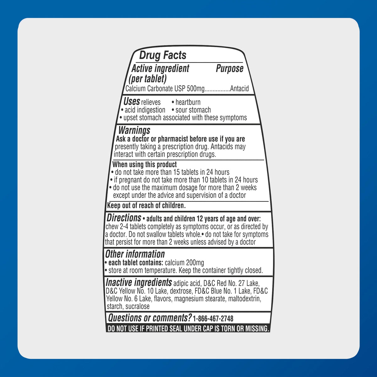 MAJOR Regular Strength Antacid Tablets - Calcium Carbonate 500 mg - Assorted Fruit Flavor - 150 Chewable Count (2 Pack) - FENGGESTORE20