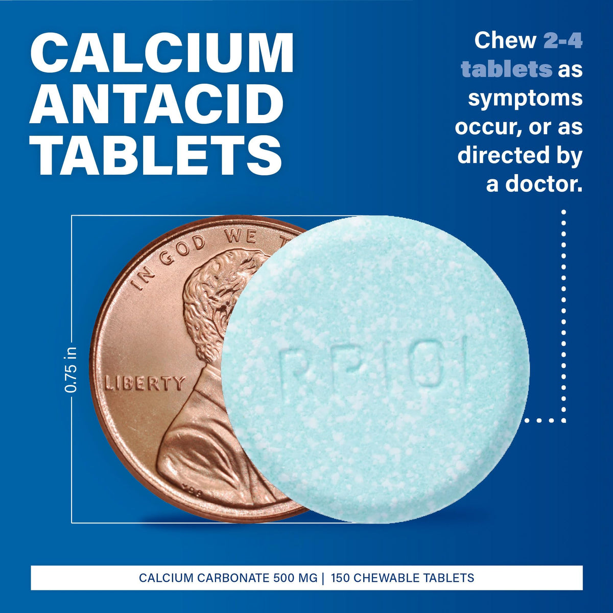 MAJOR Regular Strength Antacid Tablets - Calcium Carbonate 500 mg - Assorted Fruit Flavor - 150 Chewable Count (2 Pack) - FENGGESTORE20