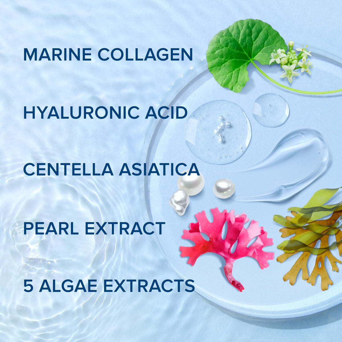 MAREE Collagen Facial Mask with Hyaluronic Acid — Sheet Face Mask Skincare — Centella Asiatica, Green & Red Algae Extract - FENGGESTORE20