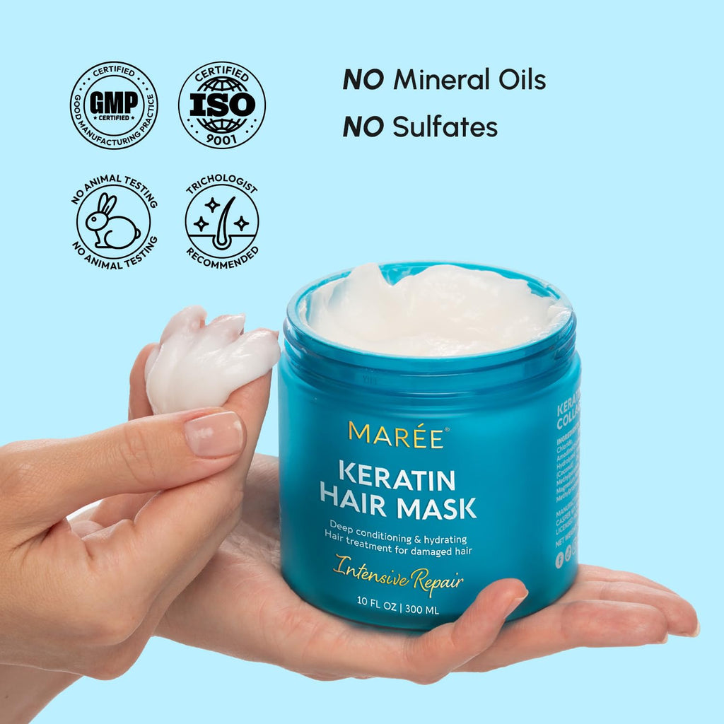 MAREE Deep Conditioning Hair Mask for Damaged Hair Treatment – Keratin Hair Care for Hydrating Growth Repair Moisturizing - FENGGESTORE20