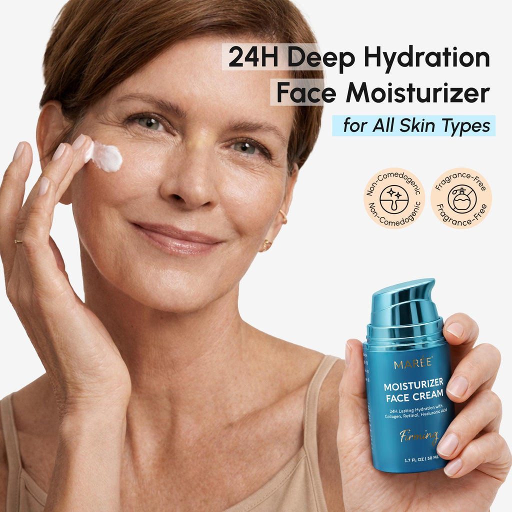 MAREE Face Moisturizer – Firming & Lifting Face Cream for Women with Collagen, Retinol & Hyaluronic Acid – Day & Night Anti-Aging Facial Wrinkle - FENGGESTORE20