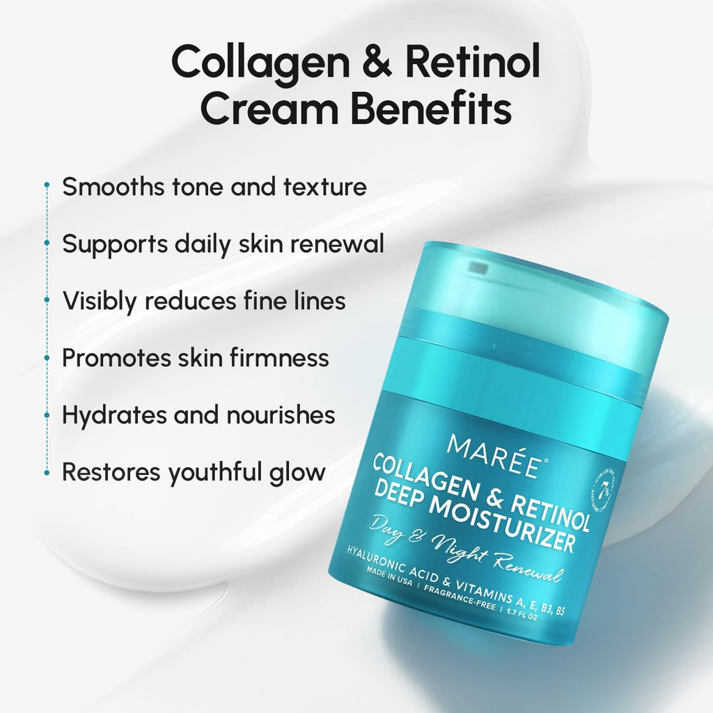 MAREE Face Moisturizer Retinol Cream for Face – Daily Wrinkle Cream for Women – Anti-Aging Face Cream – Facial Moisturizer with Collagen - FENGGESTORE20