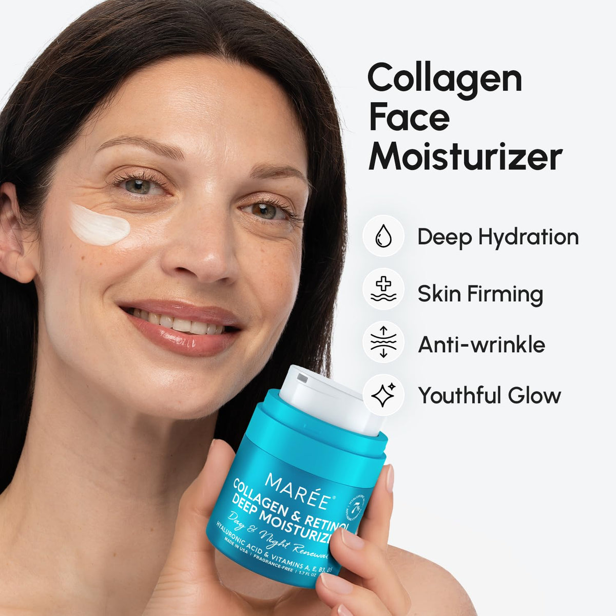 MAREE Face Moisturizer Retinol Cream for Face – Daily Wrinkle Cream for Women – Anti-Aging Face Cream – Facial Moisturizer with Collagen - FENGGESTORE20