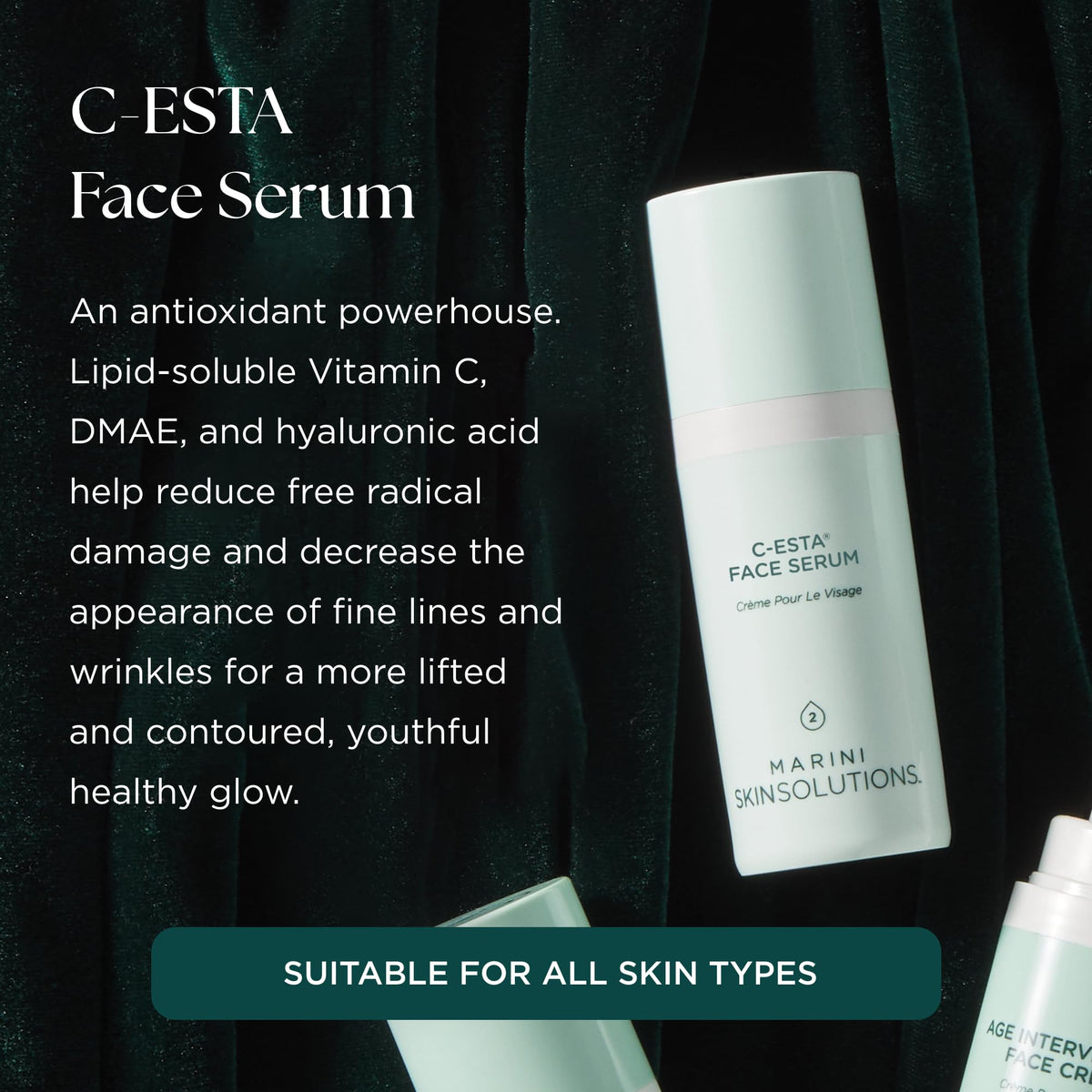 Marini SkinSolutions C-ESTA Face Serum - Lifts, Firms & Protects with Vitamin C, DMAE & Hyaluronic Acid - All Skin Types - Made in the USA - 1 fl oz - FENGGESTORE20