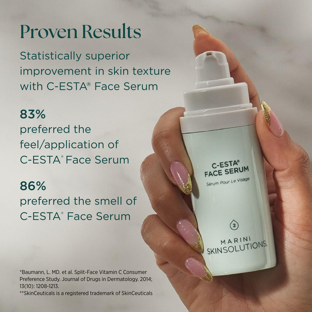 Marini SkinSolutions C-ESTA Face Serum - Lifts, Firms & Protects with Vitamin C, DMAE & Hyaluronic Acid - All Skin Types - Made in the USA - 1 fl oz - FENGGESTORE20