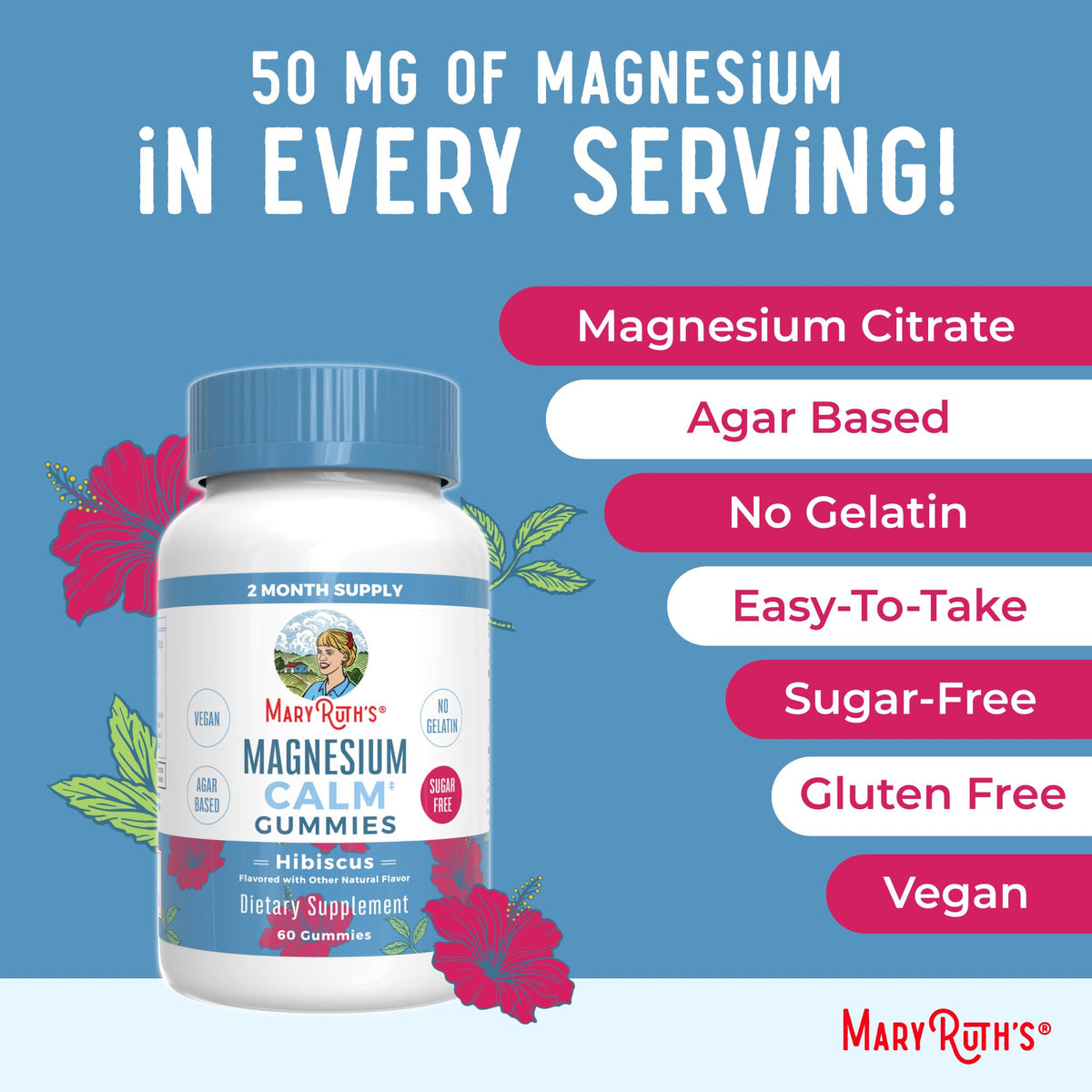 MaryRuth Organics Calm Magnesium Citrate Gummies | 2 Month Supply | Sugar Free | Magnesium Supplement for Adults - FENGGESTORE20