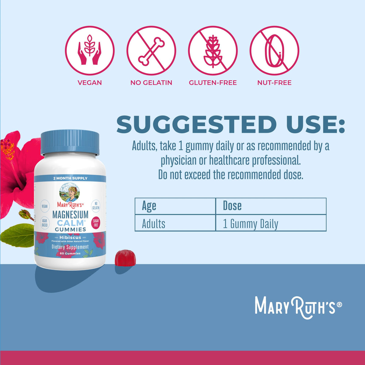 MaryRuth Organics Calm Magnesium Citrate Gummies | 2 Month Supply | Sugar Free | Magnesium Supplement for Adults - FENGGESTORE20