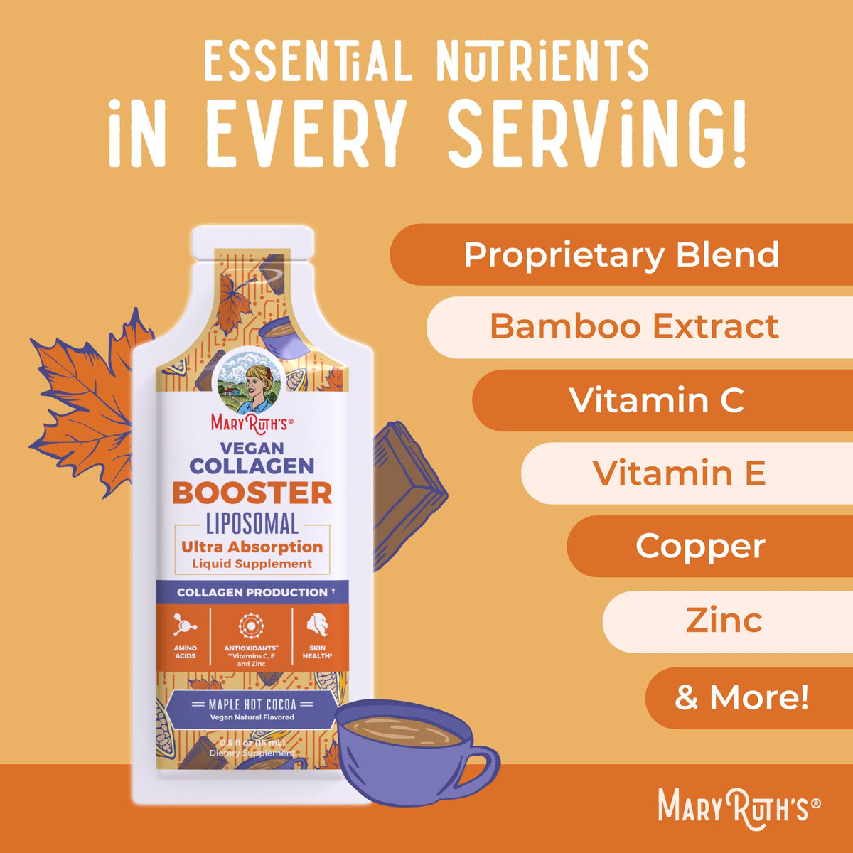 MaryRuth Organics Collagen Booster Liposomal | Sugar Free | Liquid Collagen Booster with VIT C, E, Zinc,Copper&Silica | Skin Care&Joint Support Supplement | Vegan | Non-GMO | Gluten Free | 14 Serving - FENGGESTORE20