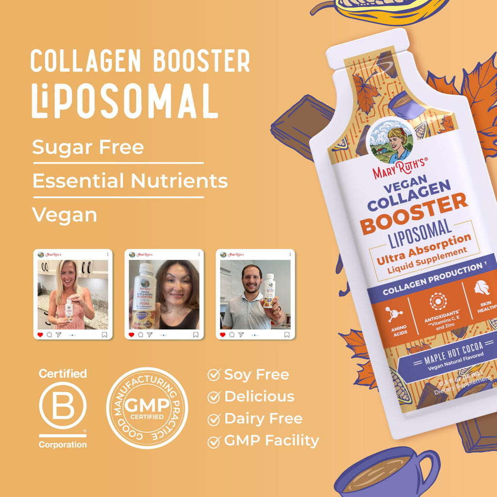 MaryRuth Organics Collagen Booster Liposomal | Sugar Free | Liquid Collagen Booster with VIT C, E, Zinc,Copper&Silica | Skin Care&Joint Support Supplement | Vegan | Non-GMO | Gluten Free | 14 Serving - FENGGESTORE20