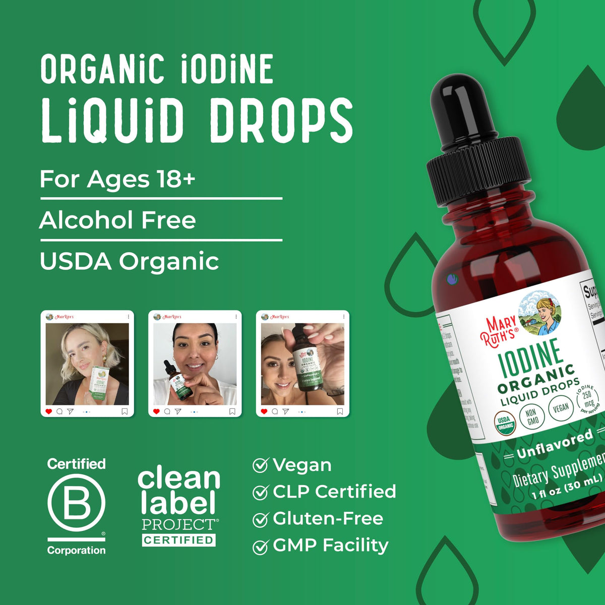 MaryRuth Organics Iodine Liquid Drops | Potassium Iodide | 1 Year Supply | 450 Servings | Thyroid Health | USDA Organic| - FENGGESTORE20