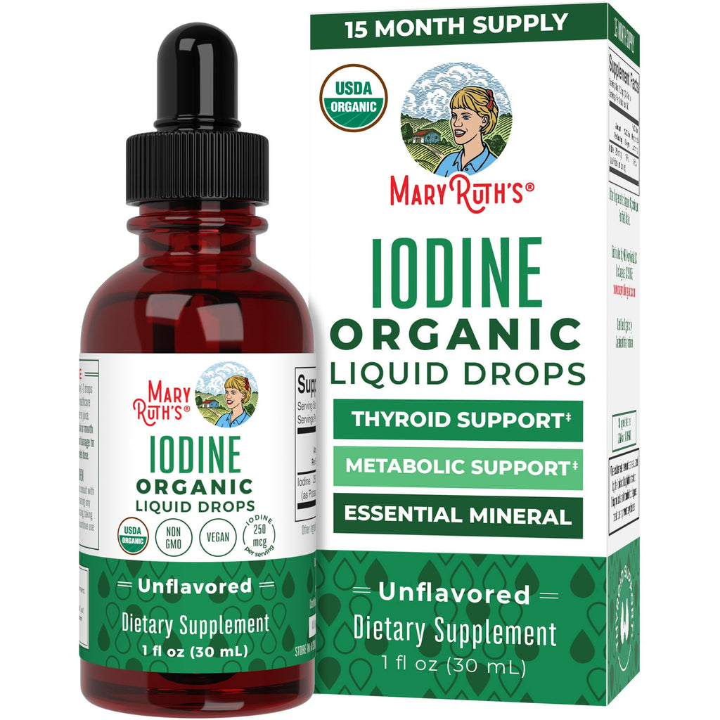 MaryRuth Organics Iodine Liquid Drops | Potassium Iodide | 1 Year Supply | 450 Servings | Thyroid Health | USDA Organic| - FENGGESTORE20