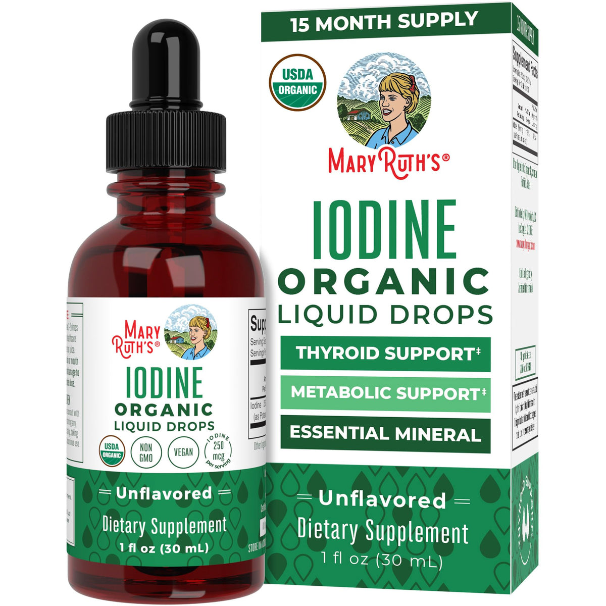 MaryRuth Organics Iodine Liquid Drops | Potassium Iodide | 1 Year Supply | 450 Servings | Thyroid Health | USDA Organic| - FENGGESTORE20
