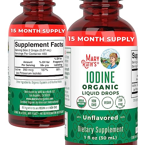 MaryRuth Organics Iodine Liquid Drops | Potassium Iodide | 1 Year Supply | 450 Servings | Thyroid Health | USDA Organic| - FENGGESTORE20