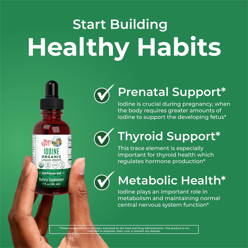 MaryRuth Organics Iodine Liquid Drops | Potassium Iodide | 1 Year Supply | 450 Servings | Thyroid Health | USDA Organic| - FENGGESTORE20
