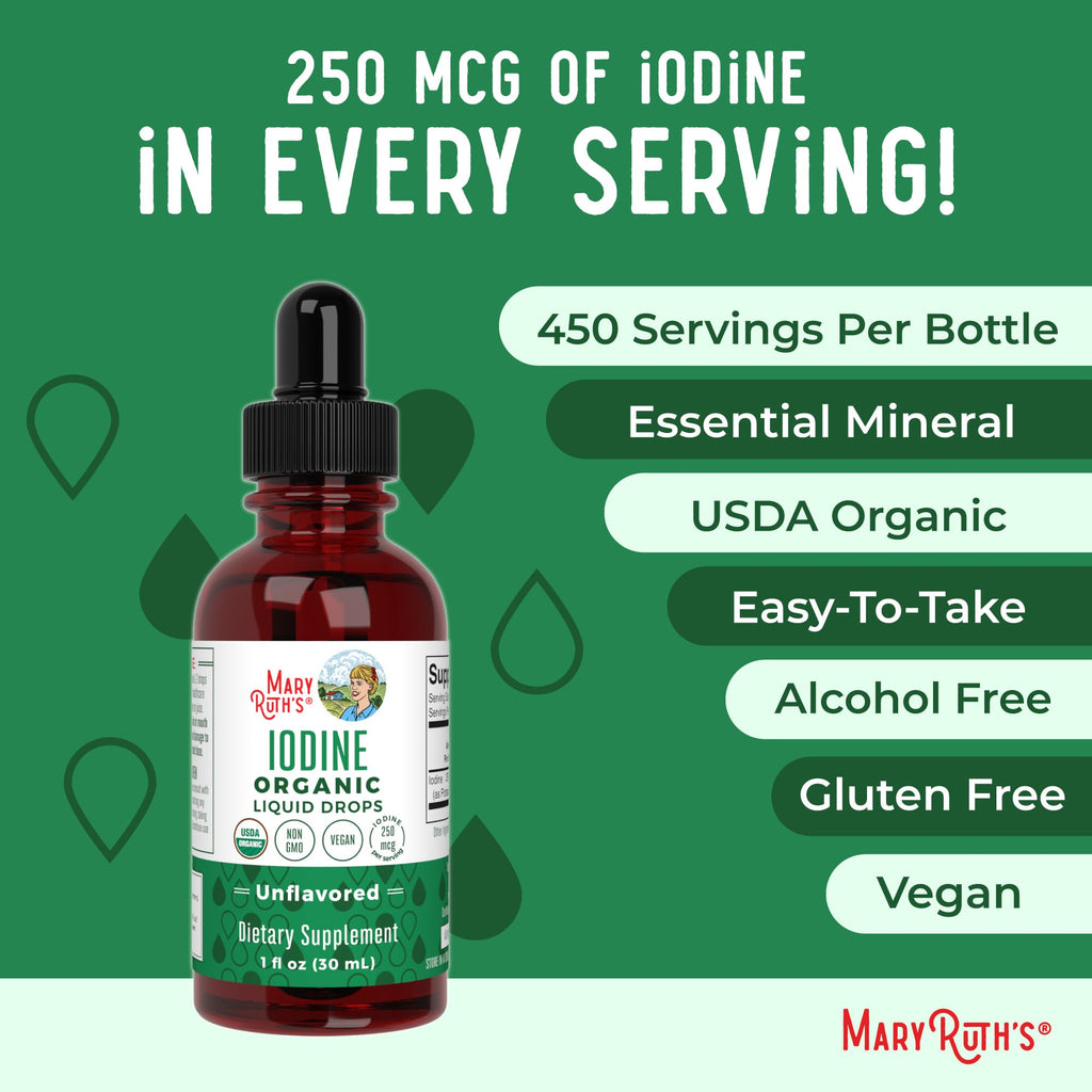 MaryRuth Organics Iodine Liquid Drops | Potassium Iodide | 1 Year Supply | 450 Servings | Thyroid Health | USDA Organic| - FENGGESTORE20