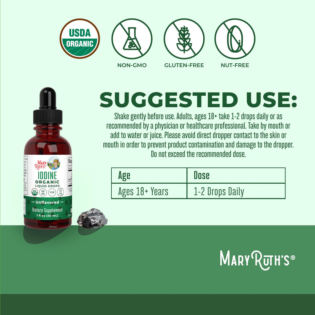 MaryRuth Organics Iodine Liquid Drops | Potassium Iodide | 1 Year Supply | 450 Servings | Thyroid Health | USDA Organic| - FENGGESTORE20