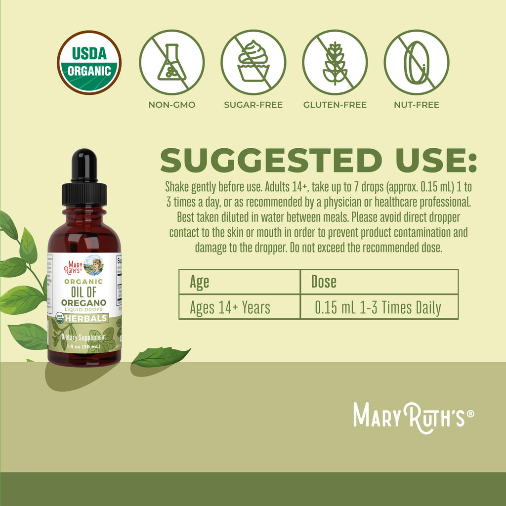 MaryRuth Organics Oregano Oil Drops | 6 Month Supply | USDA Organic Oil of Oregano Liquid | Herbal Blend for Immune Support | Digestive Health | Overall Health - FENGGESTORE20