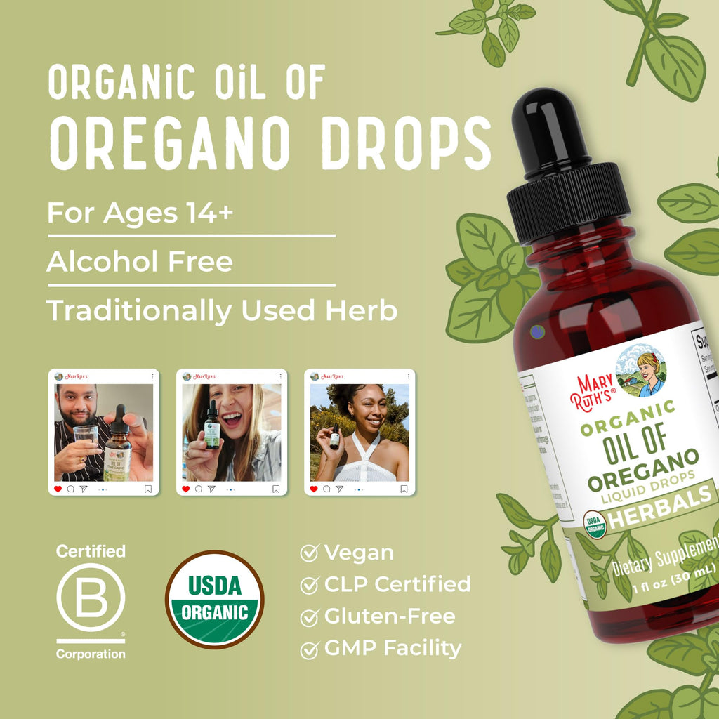 MaryRuth Organics Oregano Oil Drops | 6 Month Supply | USDA Organic Oil of Oregano Liquid | Herbal Blend for Immune Support | Digestive Health | Overall Health - FENGGESTORE20