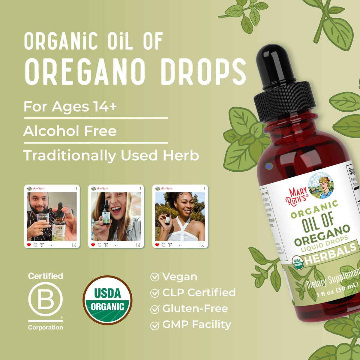 MaryRuth Organics Oregano Oil Drops | 6 Month Supply | USDA Organic Oil of Oregano Liquid | Herbal Blend for Immune Support | Digestive Health | Overall Health - FENGGESTORE20