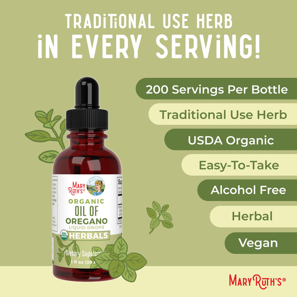 MaryRuth Organics Oregano Oil Drops | 6 Month Supply | USDA Organic Oil of Oregano Liquid | Herbal Blend for Immune Support | Digestive Health | Overall Health - FENGGESTORE20