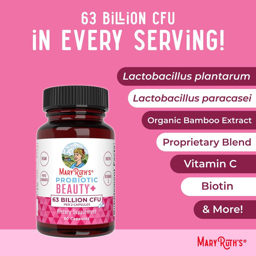 MaryRuth Organics Probiotic Beauty Capsules | Vegan Collagen Support | Anti Aging | Gut Health | Hair Skin and Nails Vitamins | Skin Care - FENGGESTORE20