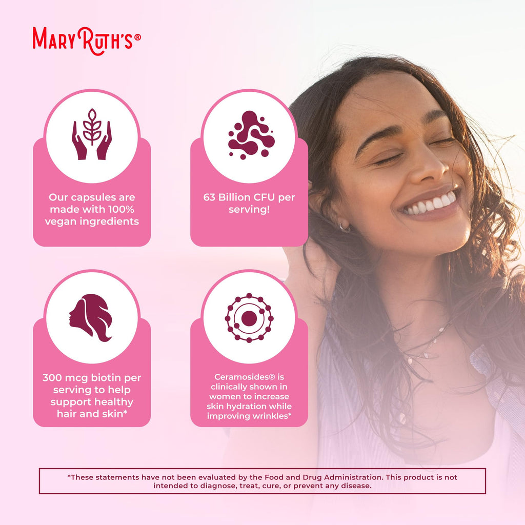 MaryRuth Organics Probiotic Beauty Capsules | Vegan Collagen Support | Anti Aging | Gut Health | Hair Skin and Nails Vitamins | Skin Care - FENGGESTORE20