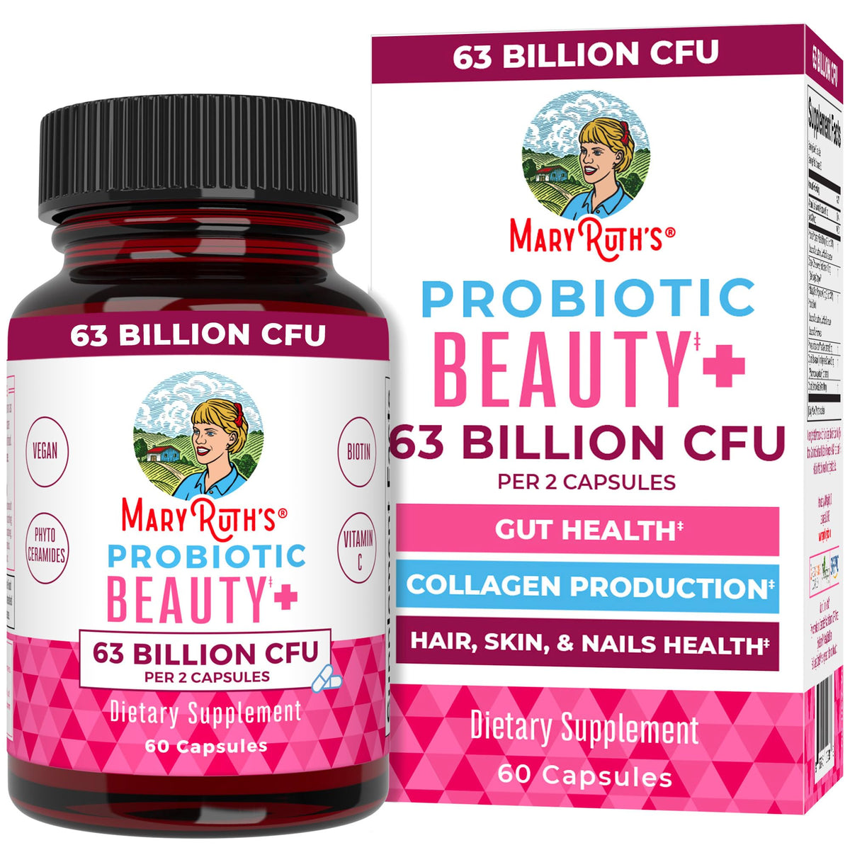 MaryRuth Organics Probiotic Beauty Capsules | Vegan Collagen Support | Anti Aging | Gut Health | Hair Skin and Nails Vitamins | Skin Care - FENGGESTORE20