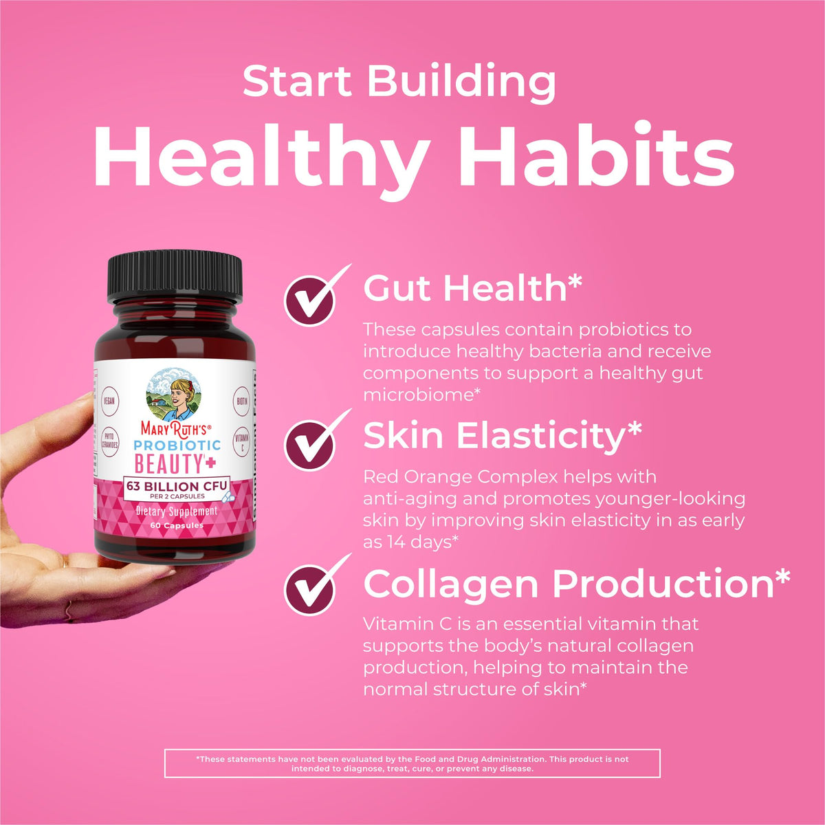 MaryRuth Organics Probiotic Beauty Capsules | Vegan Collagen Support | Anti Aging | Gut Health | Hair Skin and Nails Vitamins | Skin Care - FENGGESTORE20