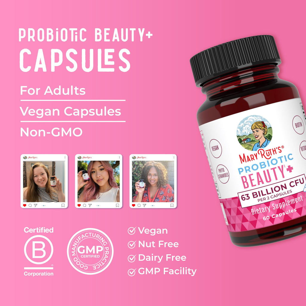 MaryRuth Organics Probiotic Beauty Capsules | Vegan Collagen Support | Anti Aging | Gut Health | Hair Skin and Nails Vitamins | Skin Care - FENGGESTORE20