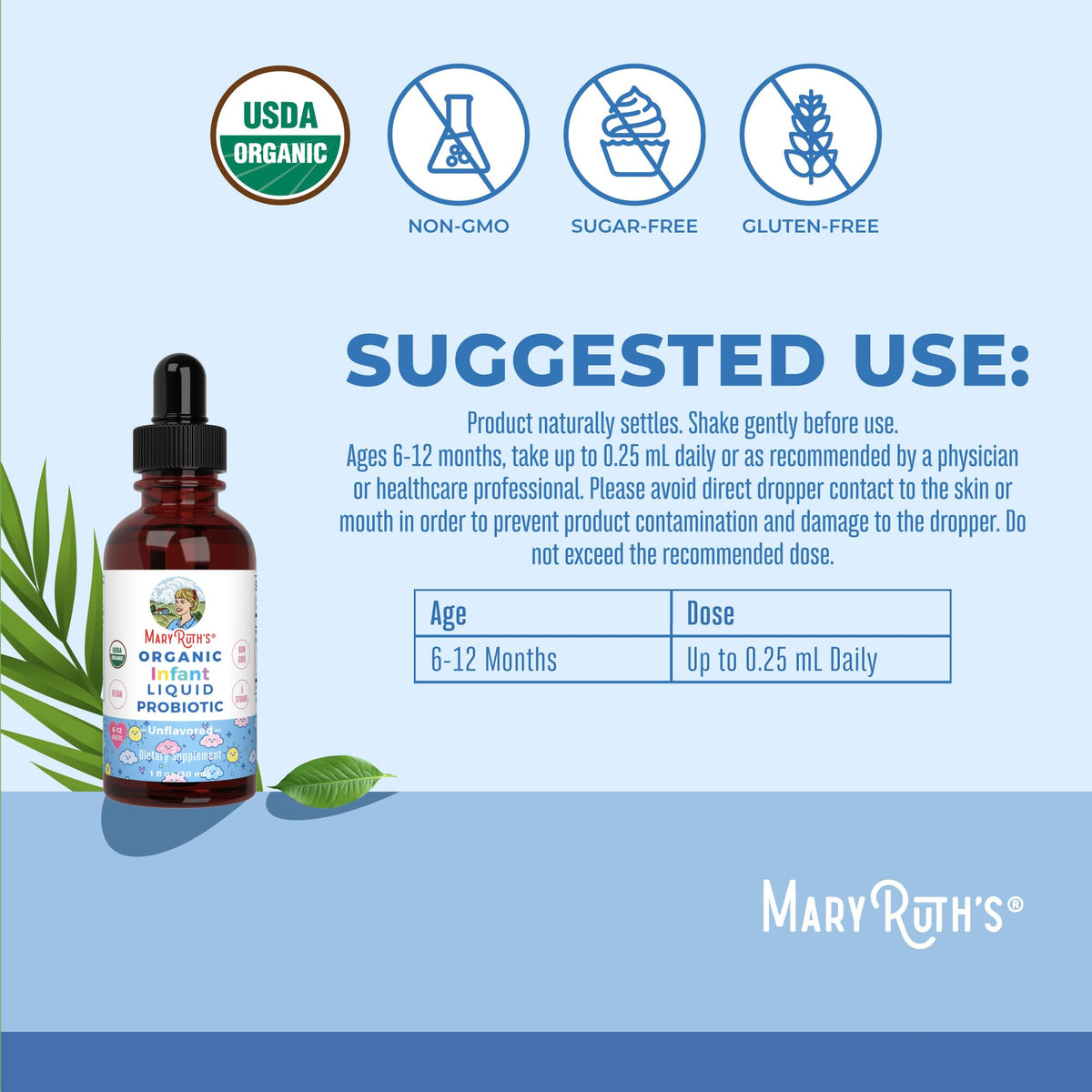 MaryRuth Organics USDA Organic Infant Liquid Probiotic Drops | Baby Essentials | Probiotics for Infants | Baby Probiotic Drops - FENGGESTORE20