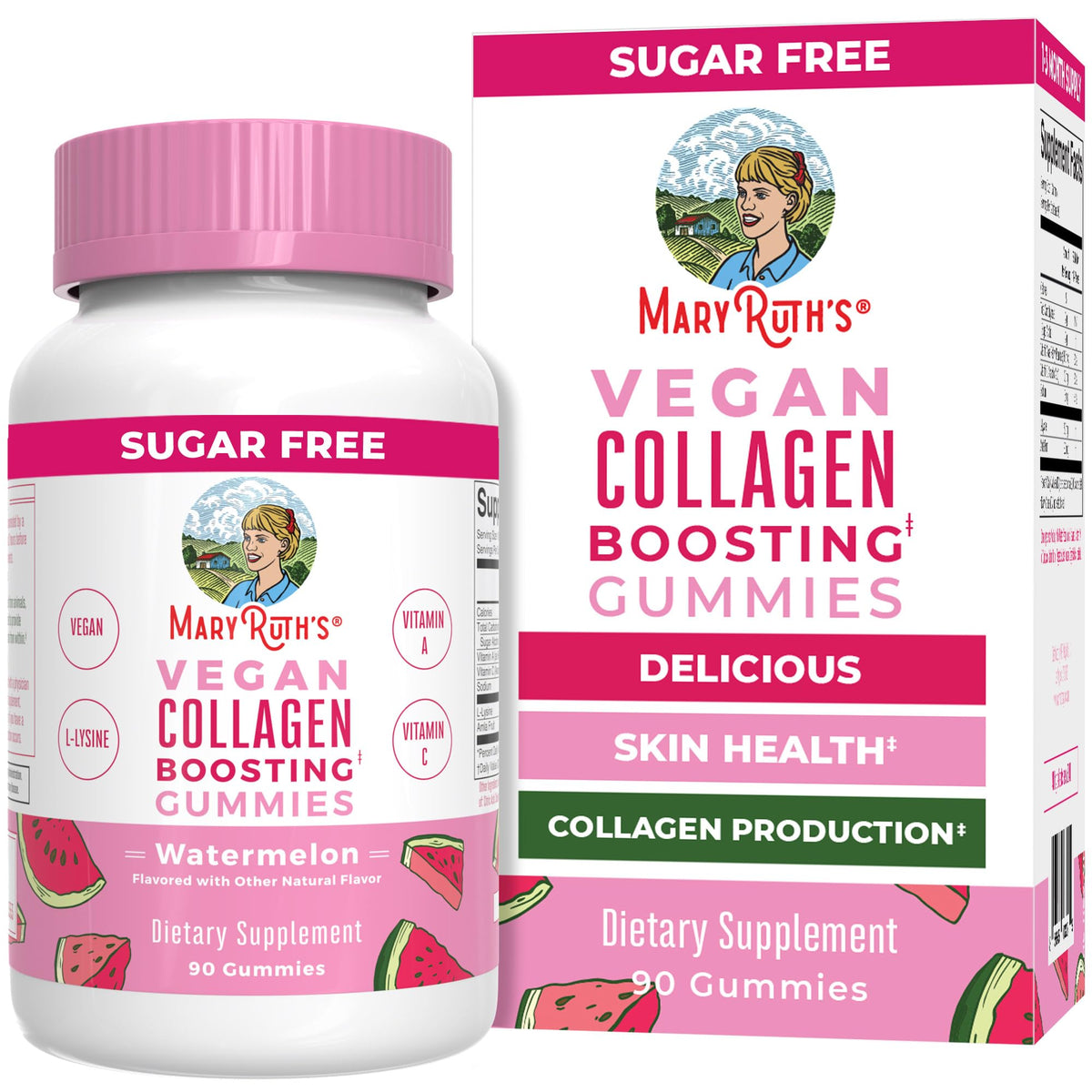 MaryRuth Organics Vegan Collagen for Women & Men, Collagen Boosting Gummies, Skin Care, Lysine, Vitamin C, Vitamin A, Amla, Supplement for Hair & Skin, Vegan, Non-GMO, Gluten Free, 90 Servings - FENGGESTORE20