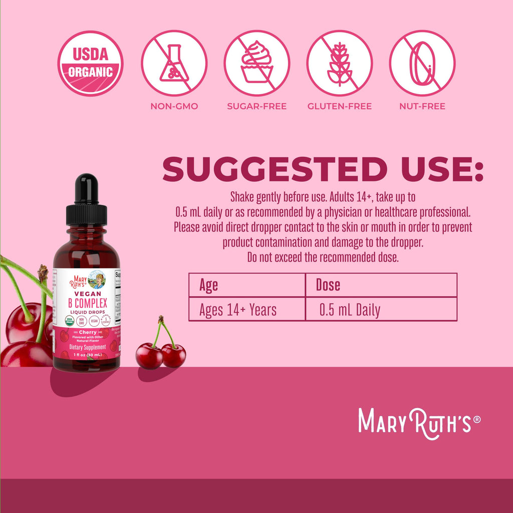 MaryRuth Organics Vitamin B Complex | B Vitamins Complex | Biotin | Vitamin B12 | Niacin | Folate | Metabolic Support Supplement | Vegan | USDA Organic - FENGGESTORE20