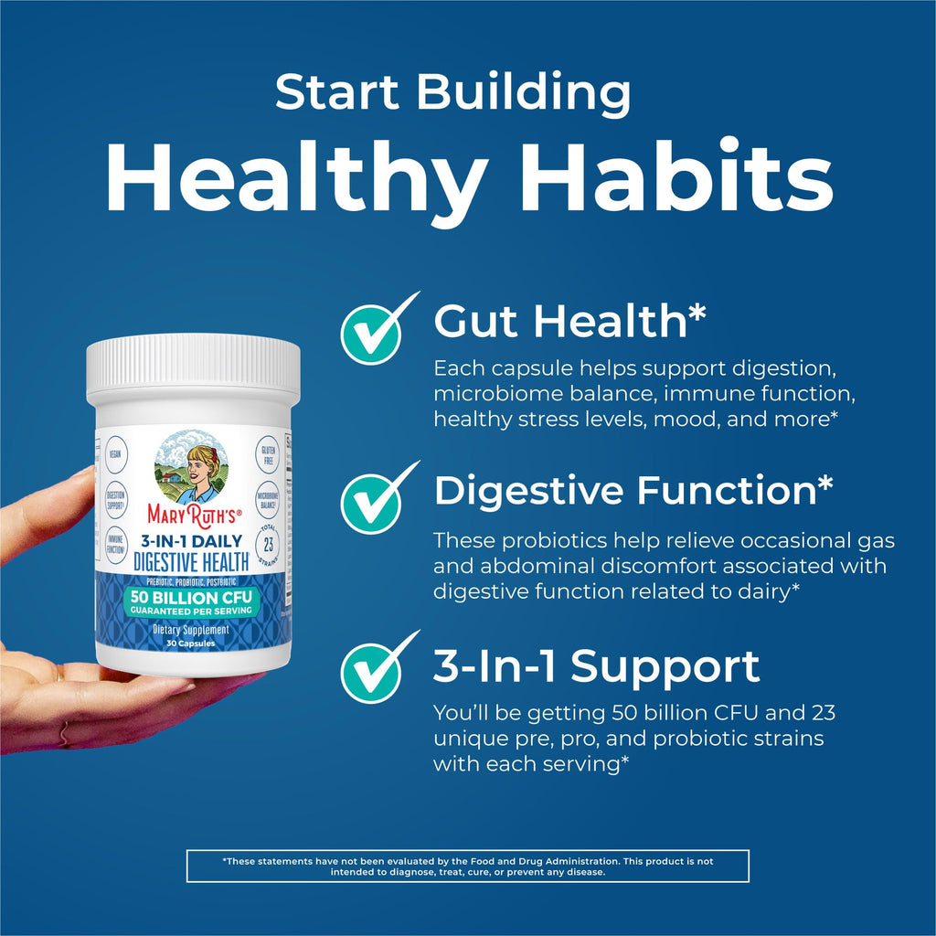 MARYRUTH'S 3-in-1 Probiotics for Digestive Health | Prebiotic & Postbiotic | Gut Health Supplement for Women & Men | 23 Unique Strains - FENGGESTORE20