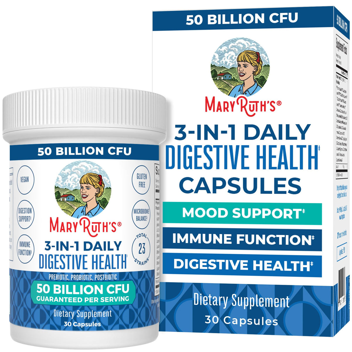 MARYRUTH'S 3-in-1 Probiotics for Digestive Health | Prebiotic & Postbiotic | Gut Health Supplement for Women & Men | 23 Unique Strains - FENGGESTORE20