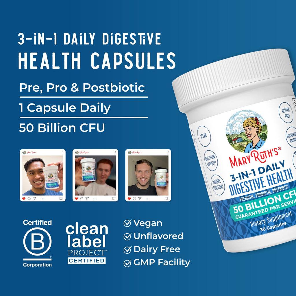 MARYRUTH'S 3-in-1 Probiotics for Digestive Health | Prebiotic & Postbiotic | Gut Health Supplement for Women & Men | 23 Unique Strains - FENGGESTORE20