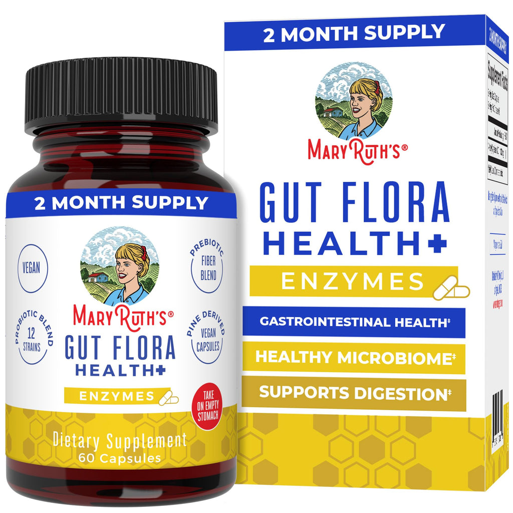 MaryRuth’s Gut Flora Health+ Enzymes | Prebiotic & Probiotic Digestive Enzymes for Healthy Gut Biome & Digestive Support | Gastrointestinal Health | CLP Certified - FENGGESTORE20