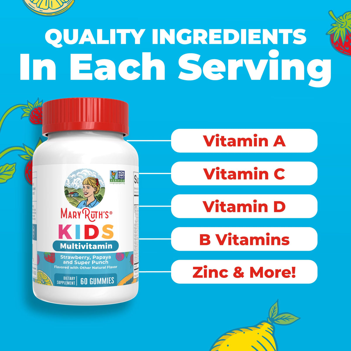 MARYRUTH'S Kids Vitamins | Multi | Sugar Free | 2 Month Supply | Kids Multivitamin Gummies for Ages 2+ | Vegan | Only 1 Gummy a Day | 60 Count - FENGGESTORE20