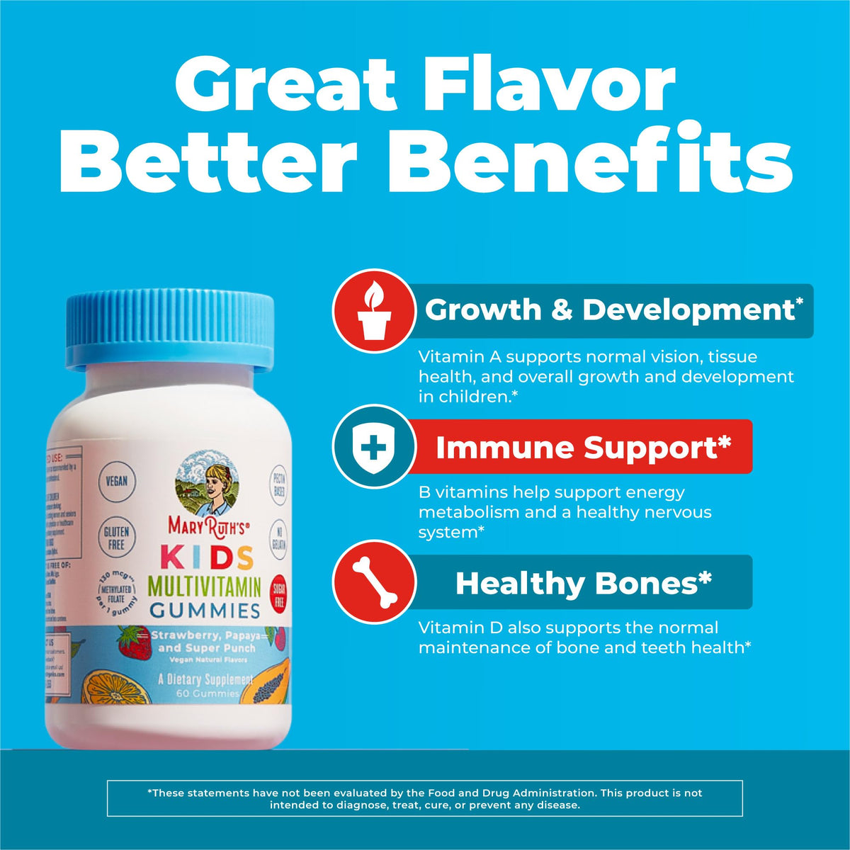 MARYRUTH'S Kids Vitamins | Multi | Sugar Free | 2 Month Supply | Kids Multivitamin Gummies for Ages 2+ | Vegan | Only 1 Gummy a Day | 60 Count - FENGGESTORE20
