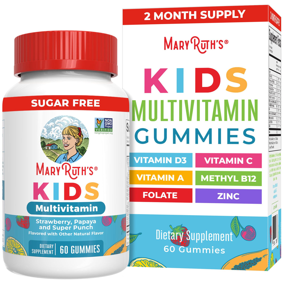 MARYRUTH'S Kids Vitamins | Multi | Sugar Free | 2 Month Supply | Kids Multivitamin Gummies for Ages 2+ | Vegan | Only 1 Gummy a Day | 60 Count - FENGGESTORE20