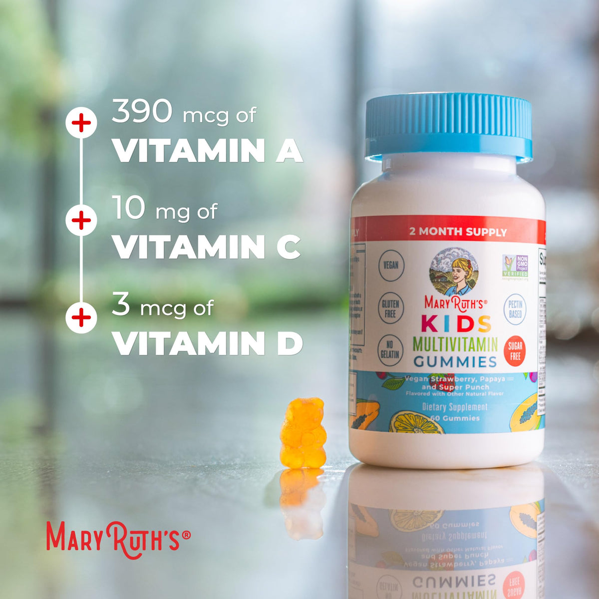 MARYRUTH'S Kids Vitamins | Multi | Sugar Free | 2 Month Supply | Kids Multivitamin Gummies for Ages 2+ | Vegan | Only 1 Gummy a Day | 60 Count - FENGGESTORE20