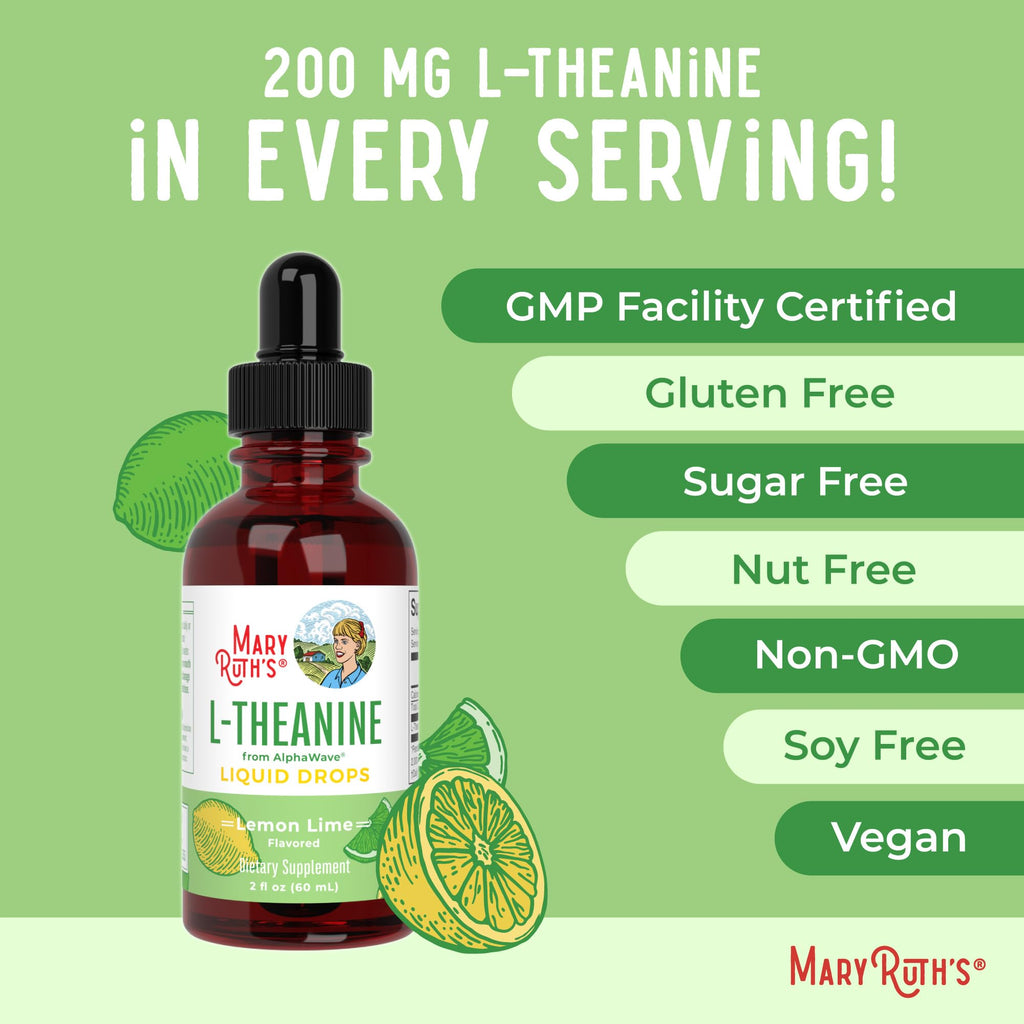 MaryRuth's L Theanine 200mg Liquid Drops | Mood Support for Adults & Kids | Focus Supplement | Natural Sleep Support | Vegan | Non-GMO | Gluten Free | 30 Servings - FENGGESTORE20