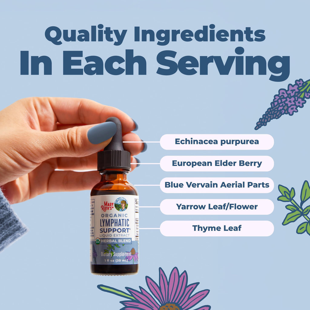 MARYRUTH'S Lymphatic Support Liquid Drops USDA Organic | Herbal Blend with Echinacea & Elderberry | Blue Vervain - FENGGESTORE20